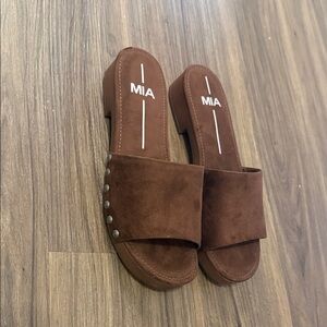 MIA Women's Chocolate Brown Suede Clogs
